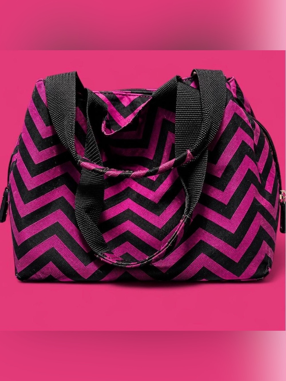Black & Pink Chevron Tote Bag - Women Bags